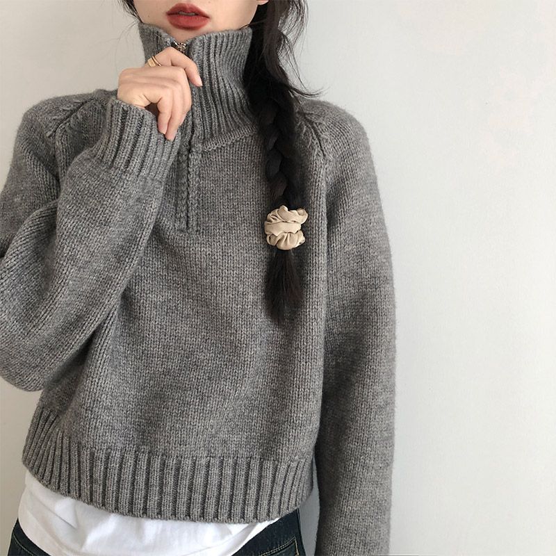 Damen Stehkragenpullover Strick Hochwertig Norvielle