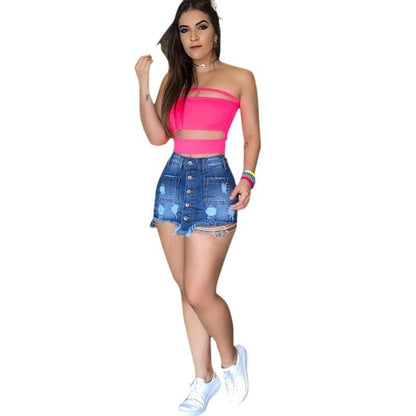 Damen Cropped und Miniröcke Denim