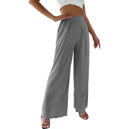 Damen Plissee-Hose Weites Bein Elastischer Bund Norvielle