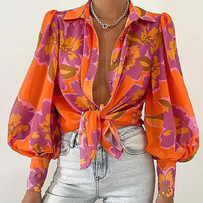 Damen Bluse Leopardenmuster Lässiger Schnitt - Norvielle