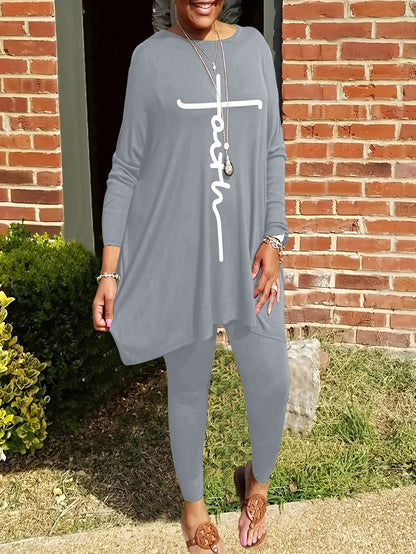 Damen Leggings- und Tunika-Set Asymmetrisch Motivierend