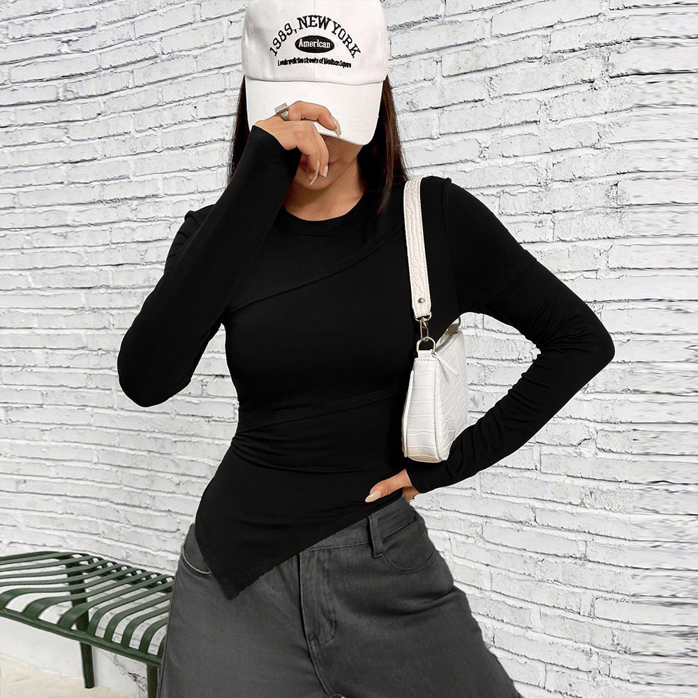 Damen Langarmshirt Asymmetrisch Figurbetont Norvielle