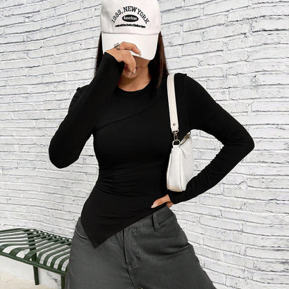 Damen Langarmshirt Asymmetrisch Figurbetont Norvielle