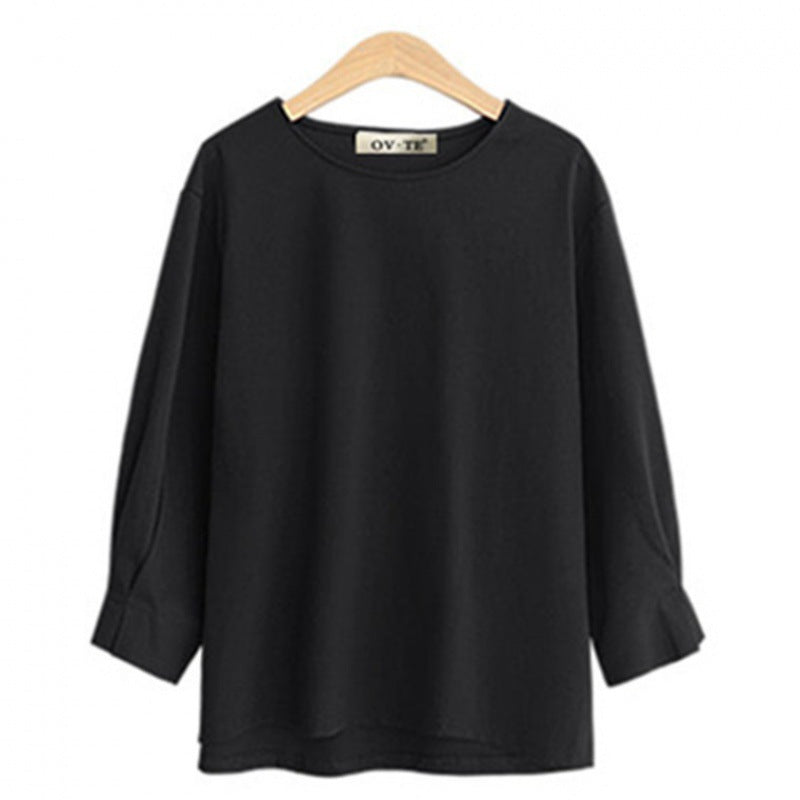 Damen Langarmshirt Weites Design Rundhalsausschnitt Norvielle