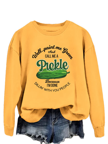 Damen Sweatshirt Gurkenmotiv Kreativer Druck Norvielle