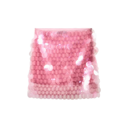 Damen Minirock Glitzernd Pailletten Elastisch