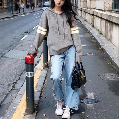 Damen Kapuzenpullover Streifen Norvielle