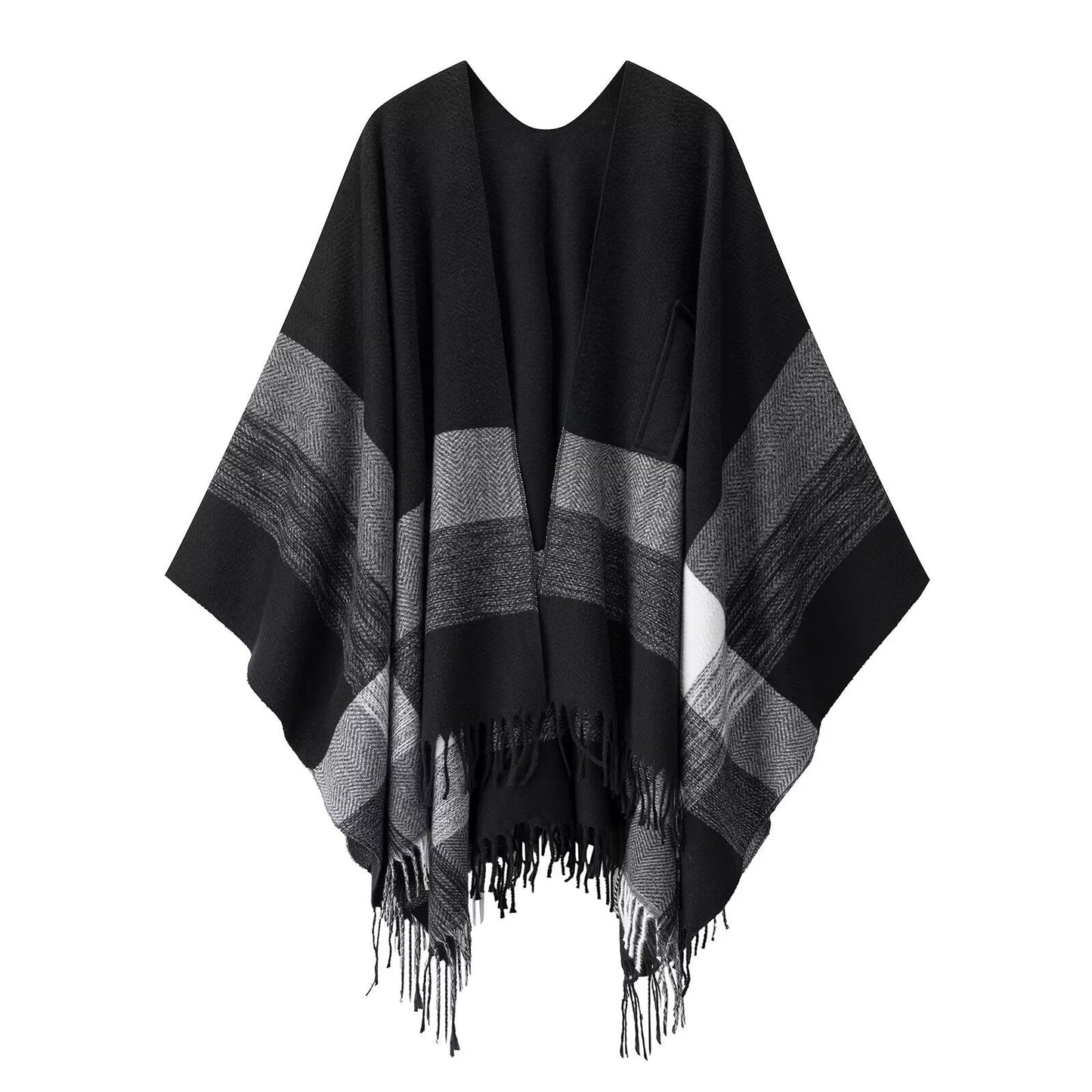 Damen Poncho Kuschelig Muster Norvielle