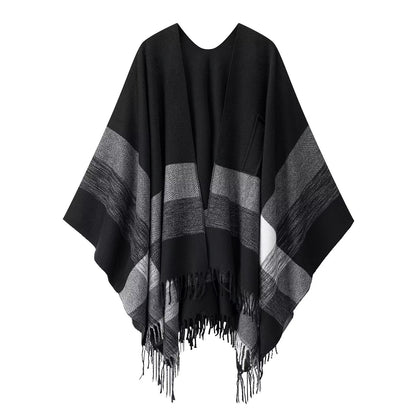 Damen Poncho Kuschelig Muster Norvielle
