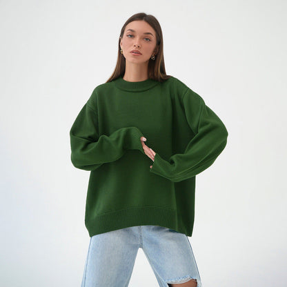 Damen Oversized Pullover Strukturiertes Strickmuster Beige