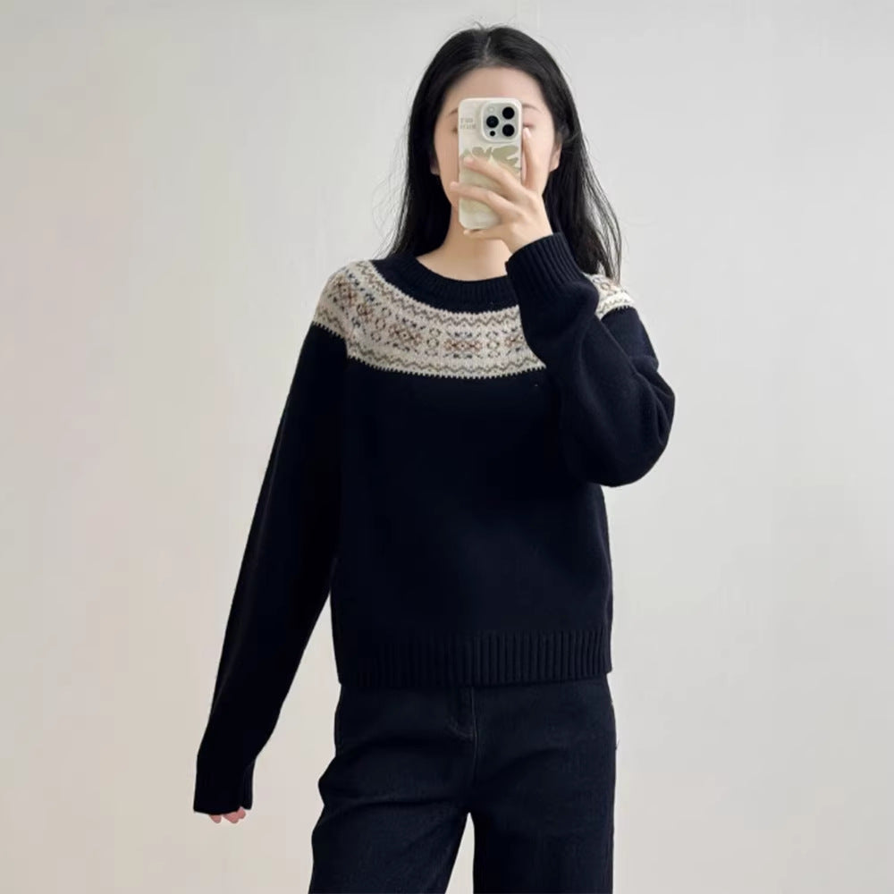 Damen Strickpullover Norweger Muster Norvielle - Norvielle
