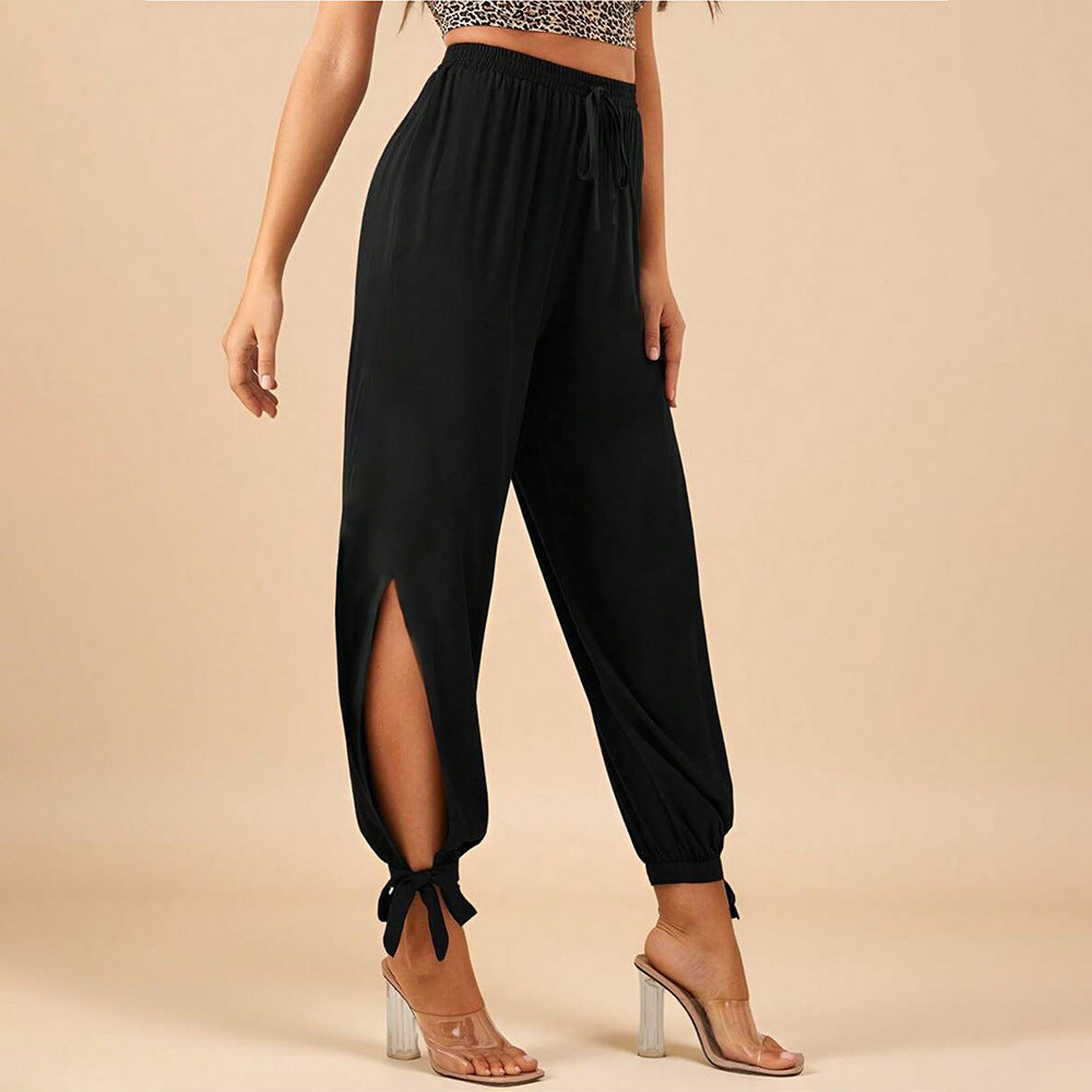 Damenhose Elegante Mit Seitenschlitzen Kordelzug Norvielle - Norvielle