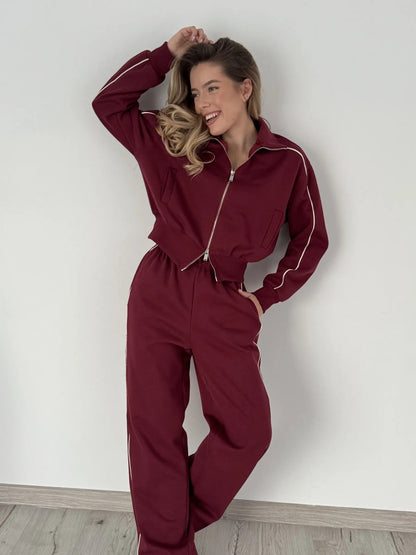 Damen Sportset Slim Fit Reißverschluss Norvielle