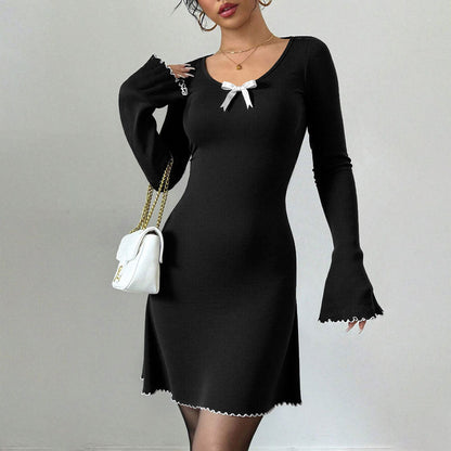 Damen Minikleid Rüschendetails Schleifendekor Norvielle