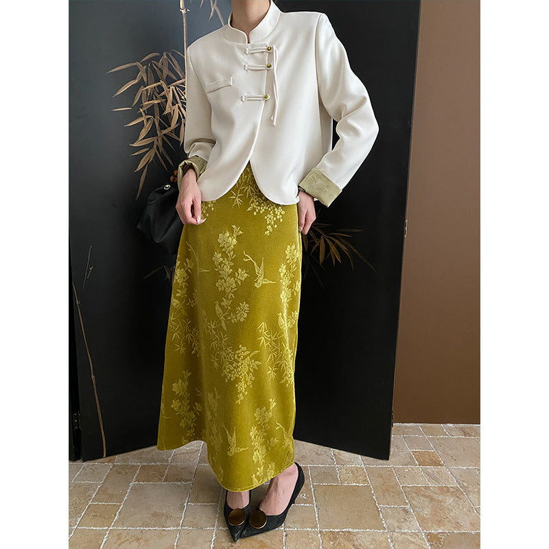Damen Chiffon-Jacke Asiatische Knöpfe Norvielle