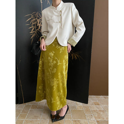 Damen Chiffon-Jacke Asiatische Knöpfe Norvielle