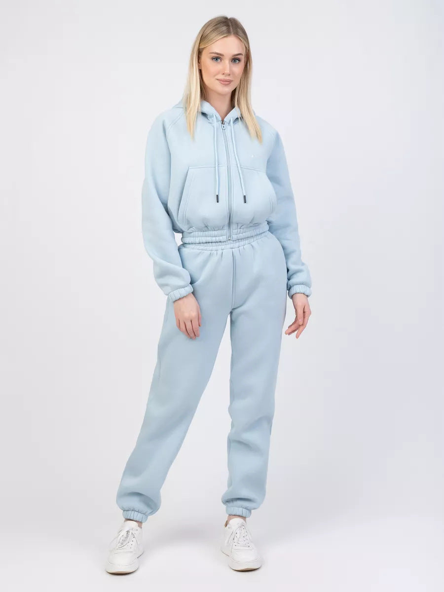 Damen Fleece-Pullover Set mit Jogginghose elastisch