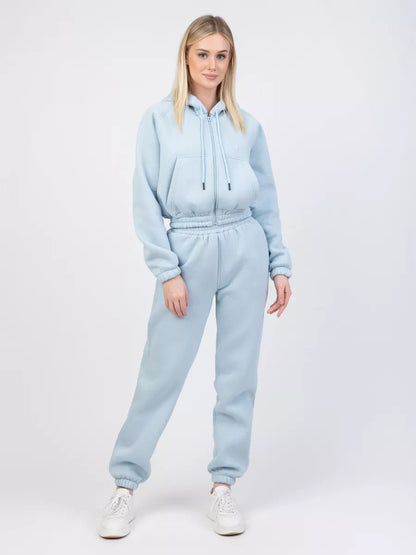 Damen Fleece-Pullover Set mit Jogginghose elastisch