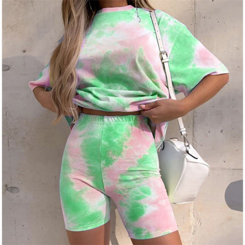 Damen Freizeitkleid Batikdesign Verkürzter Schnitt