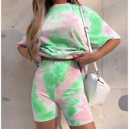 Damen Freizeitkleid Batikdesign Verkürzter Schnitt