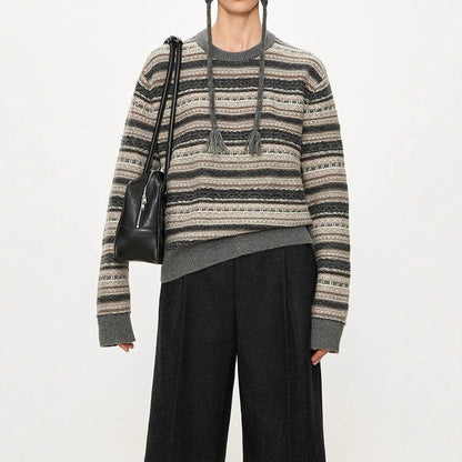 Damen Strickpullover mit Gürtel-Details Norvielle
