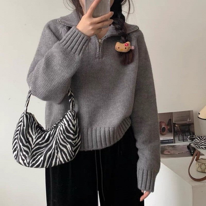 Damen Strickpullover Hochgeschlossener Reißverschluss Norvielle - Norvielle