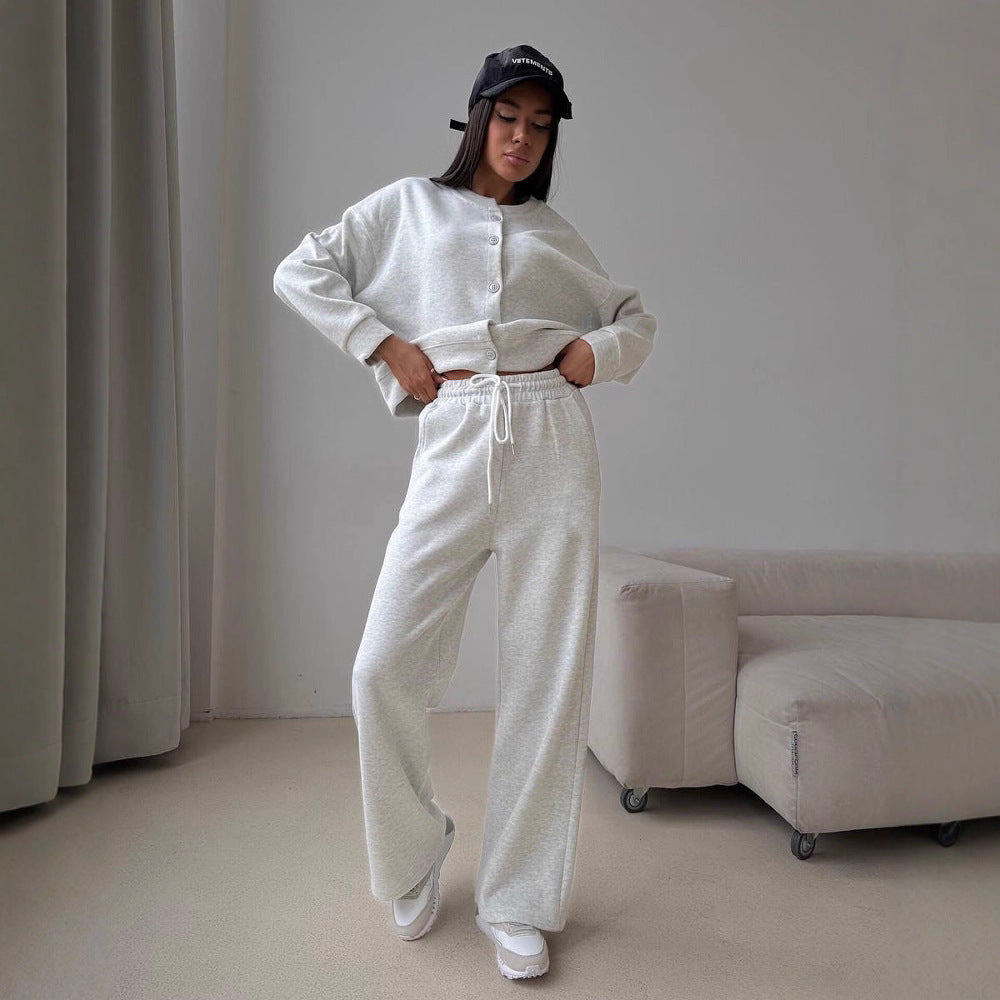 Damen Freizeitjacke mit Knopfleiste und weiten Hosen Norvielle - Norvielle