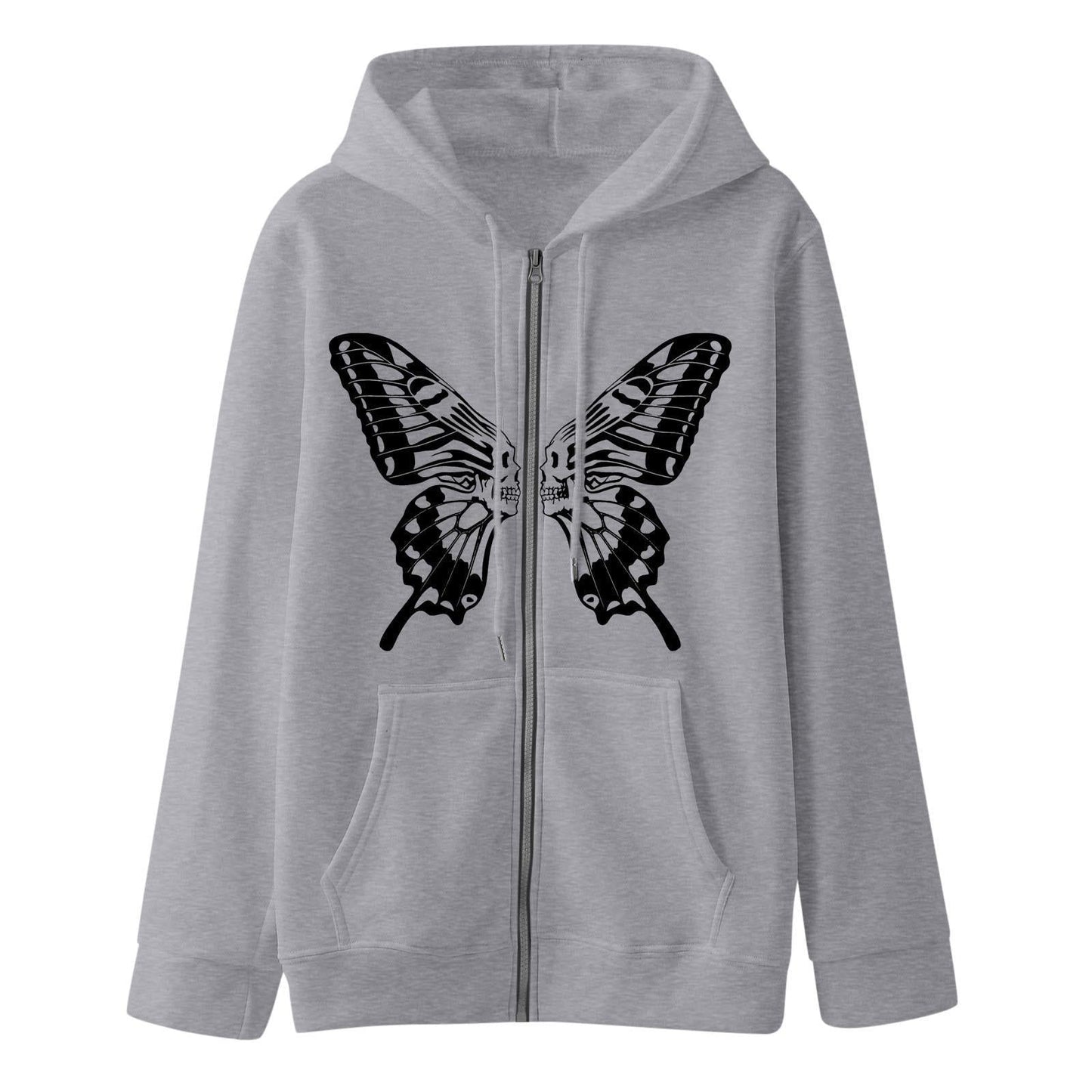 Damen Kapuzensweatjacke Schmetterlingsdruck