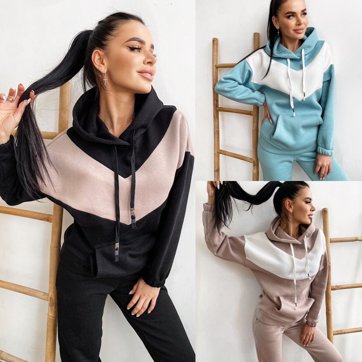 Damen Sport-Jogginganzug Farblich Abgesetzt Norvielle - Norvielle