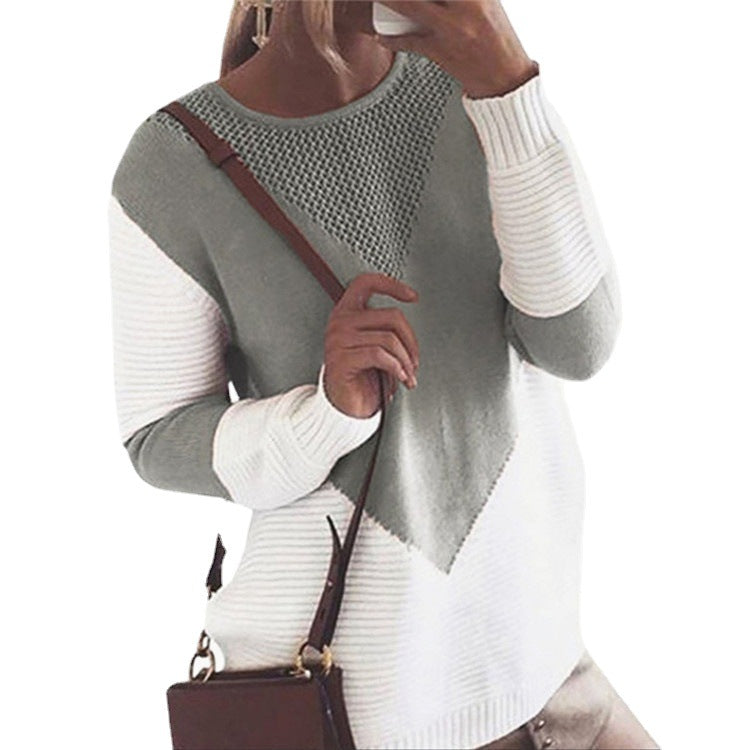Damen Strickpullover mit Strukturdesign und Kontrastärmeln