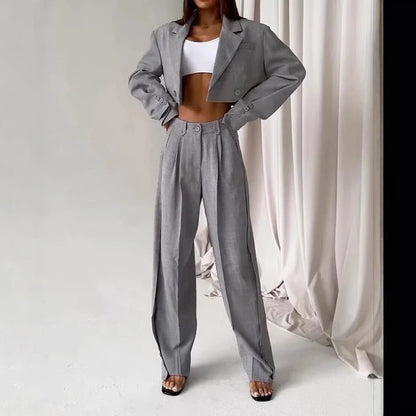 Damen Oversized Blazer-Ensemble mit hoch taillierten Hosen Norvielle - Norvielle