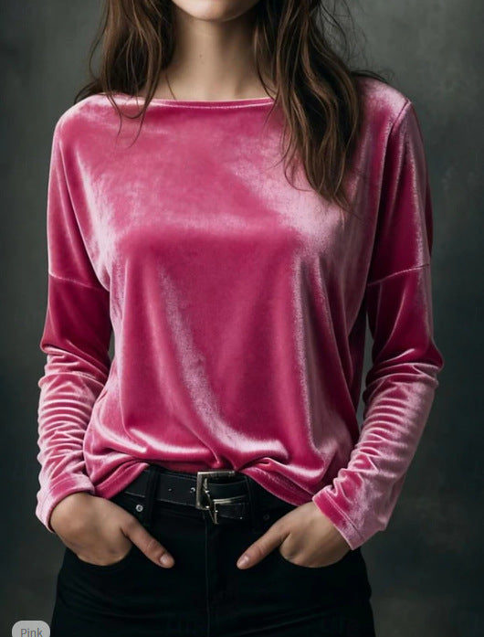 Damen Velours Longsleeve Leicht Norvielle