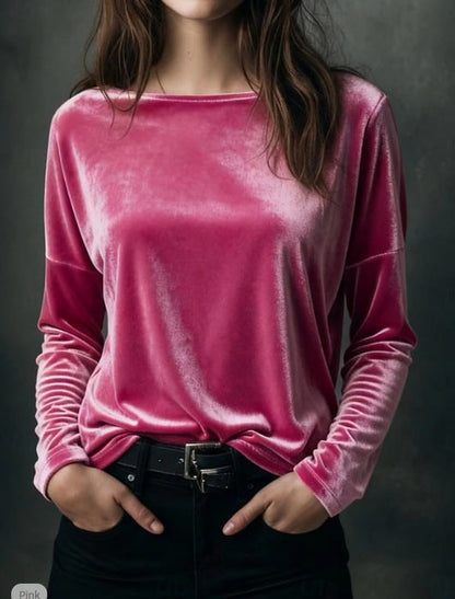 Damen Velours Longsleeve Leicht Norvielle