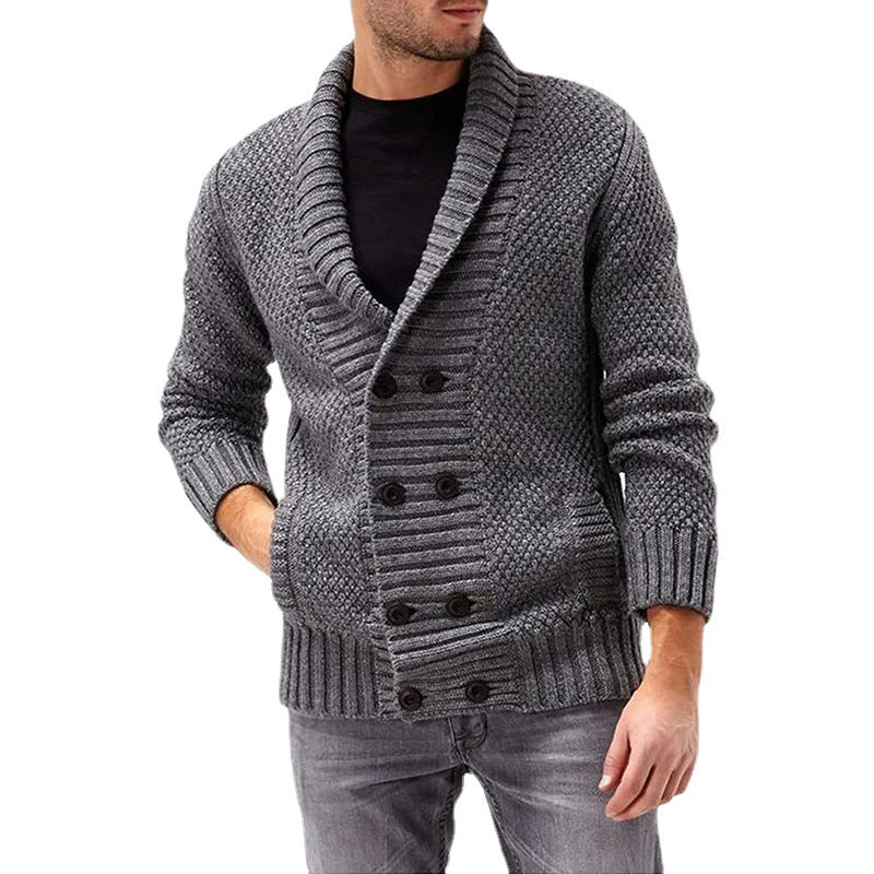 Herren Strickjacke Doppelknopfleiste Strukturiert Komfortabel