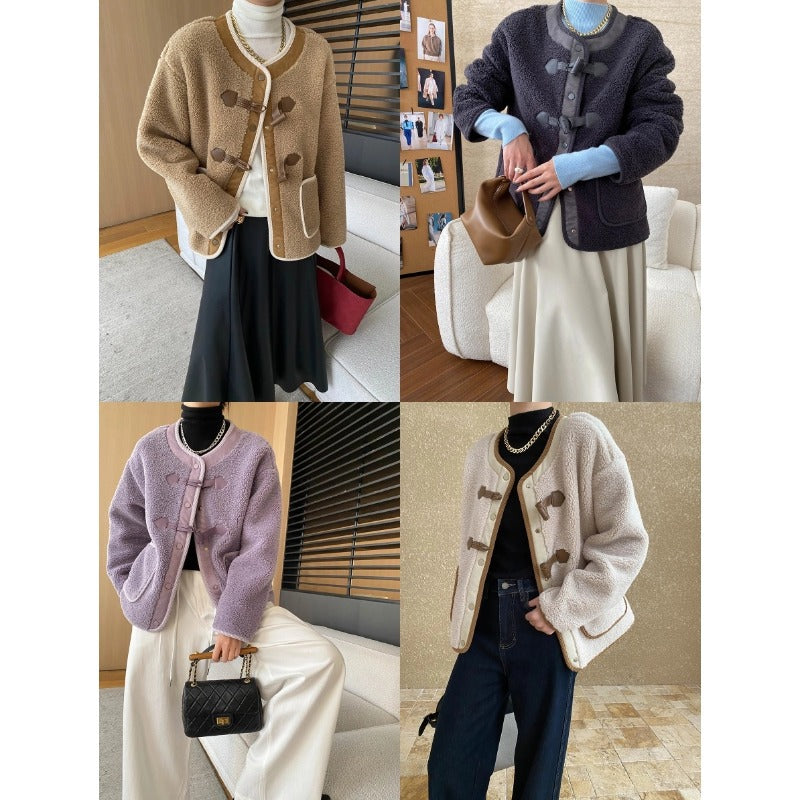 Damen Fleecejacke Kuschelig Dekorative Knöpfe Elegant Norvielle