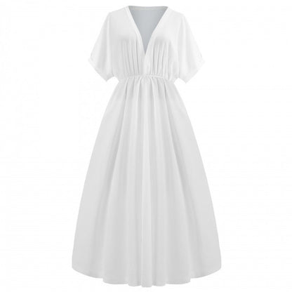 Damen Maxikleid V-Ausschnitt Raffierter Schlitz Norvielle