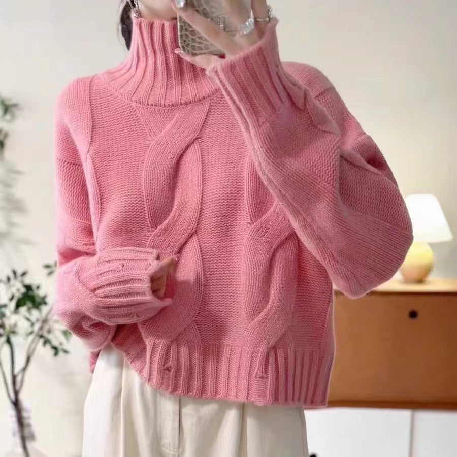 Damen Strickpullover Hohler Kragen Kabelmuster Norvielle - Norvielle