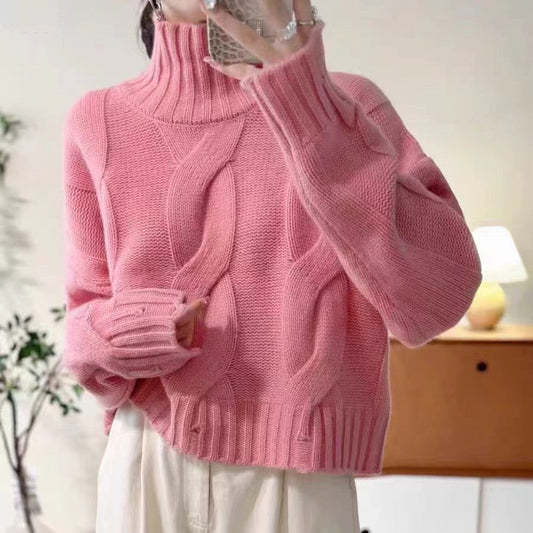 Damen Strickpullover Hohler Kragen Kabelmuster Norvielle - Norvielle