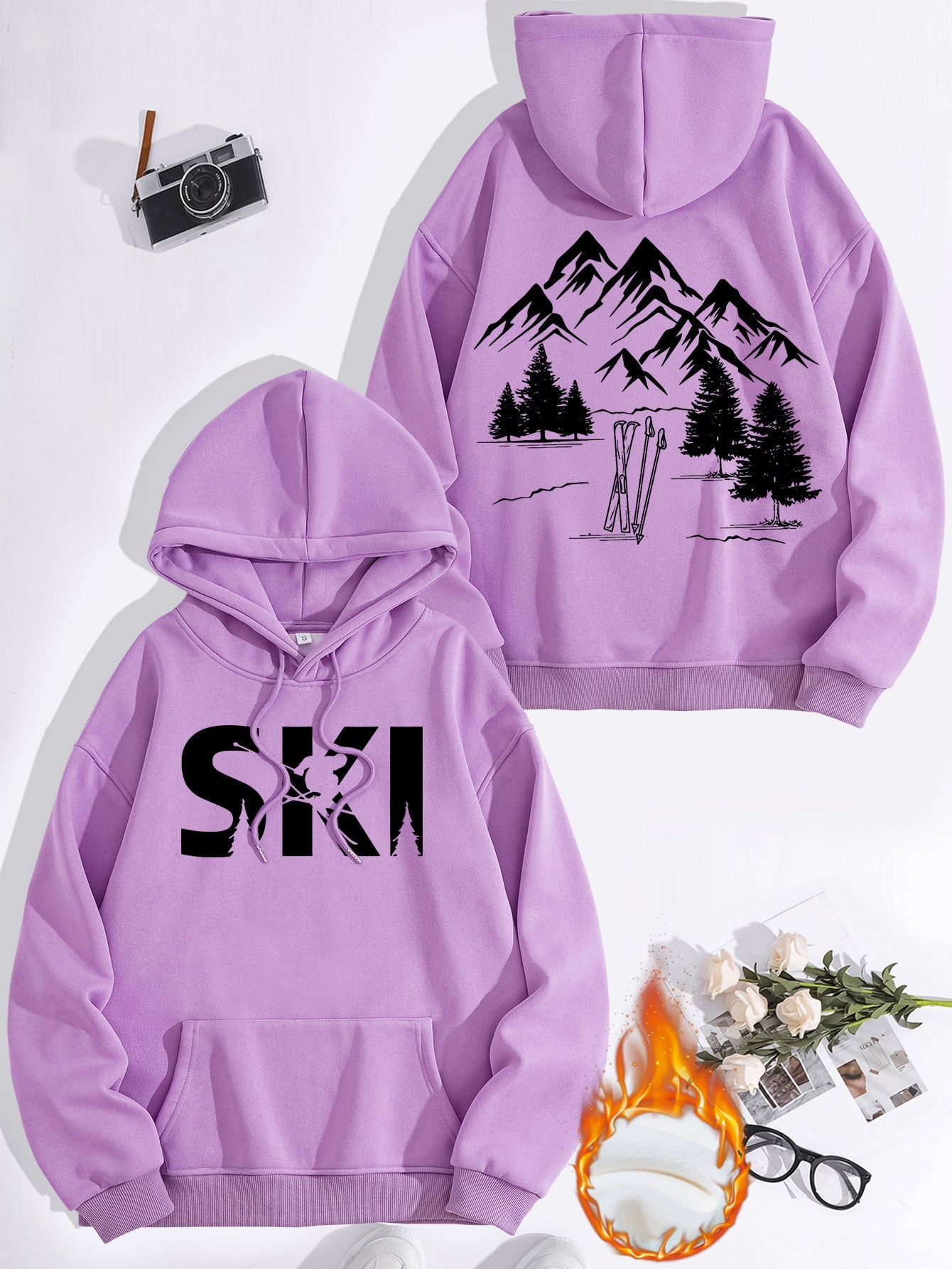 Damen Kapuzenpullover Ski-Design Gemütlich Norvielle
