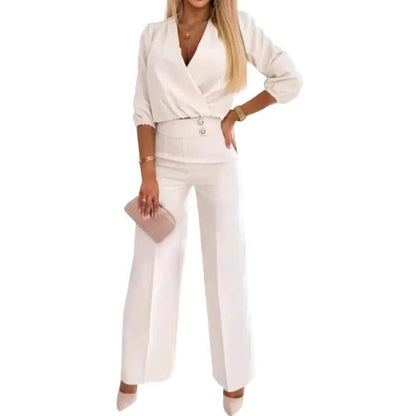 Damen Jumpsuit Wickeloberteil Hochtailliert Norvielle