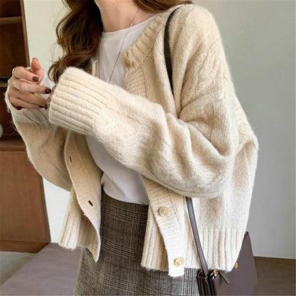 Damen Strickcardigan Feinripp Norvielle Beige