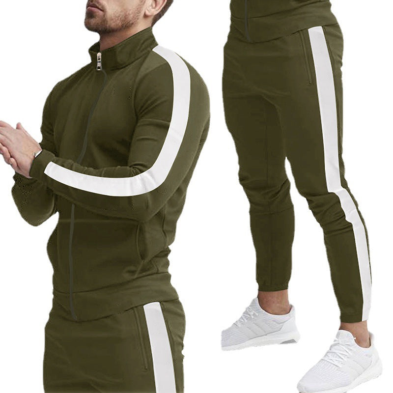 Herren Sportanzug-Set mit Reißverschluss und Streifen