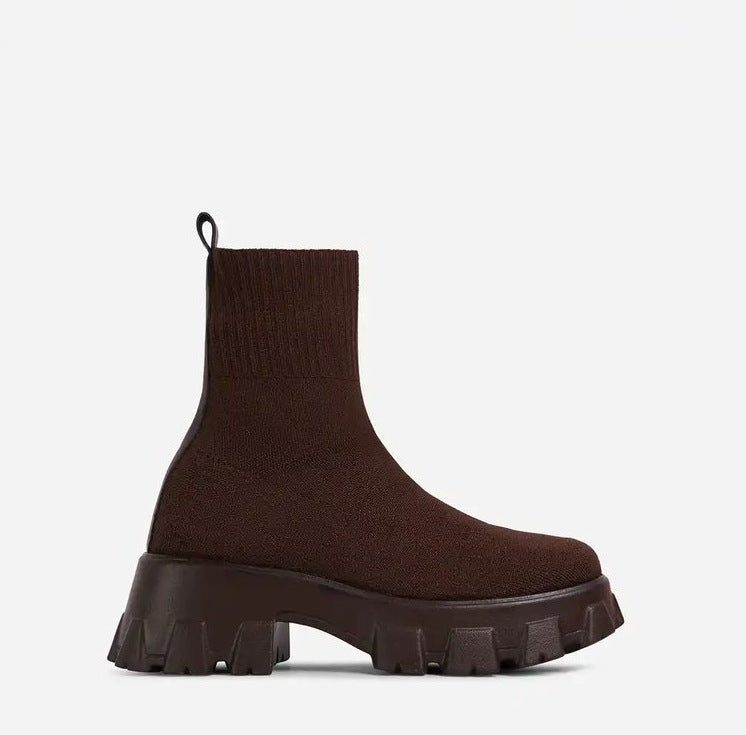 Damen Stiefel Hochschaft Robustes Plateau