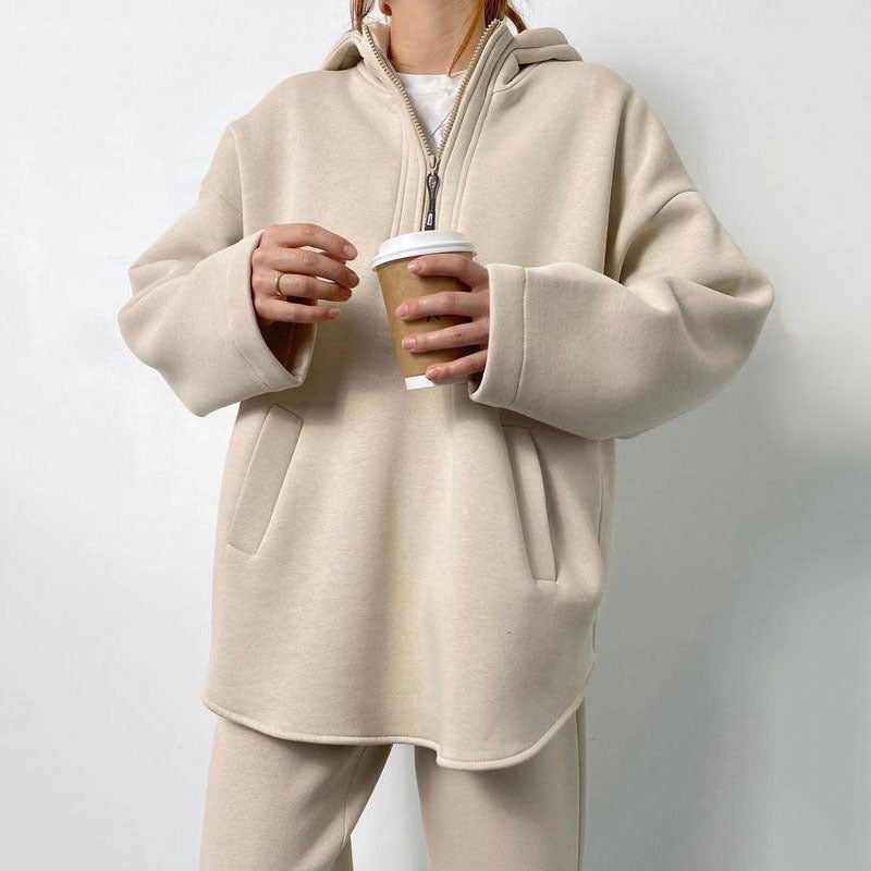 Damen Fleece-Jogginganzug Oversized Reißverschluss Norvielle - Norvielle