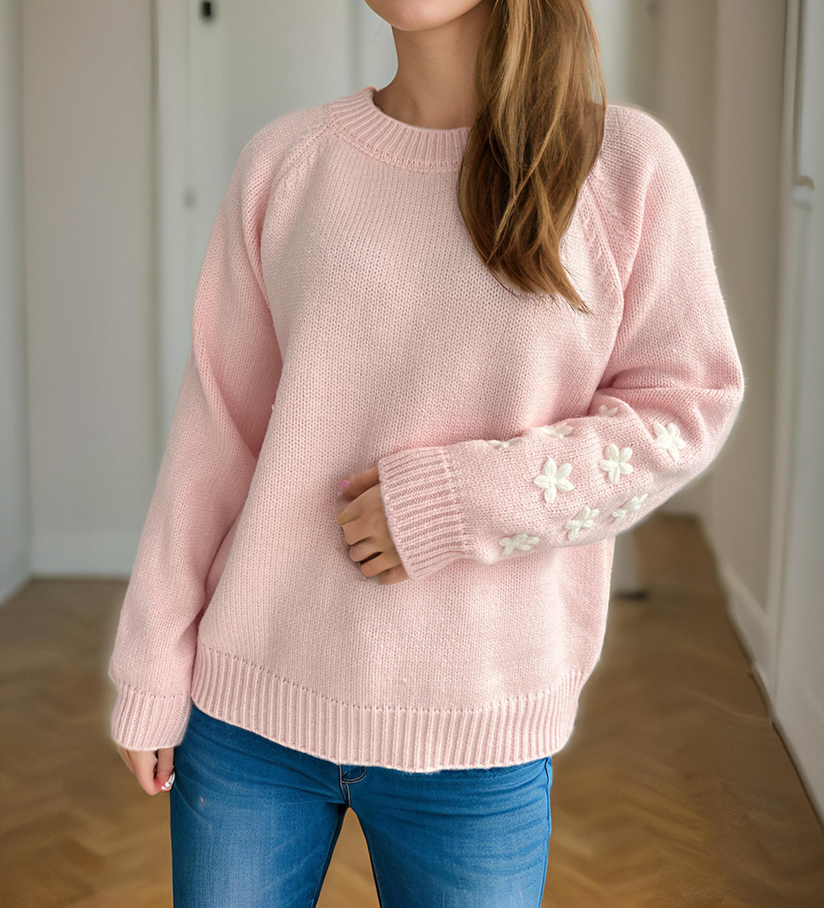 Damen Strickpullover Floral Lässig Norvielle