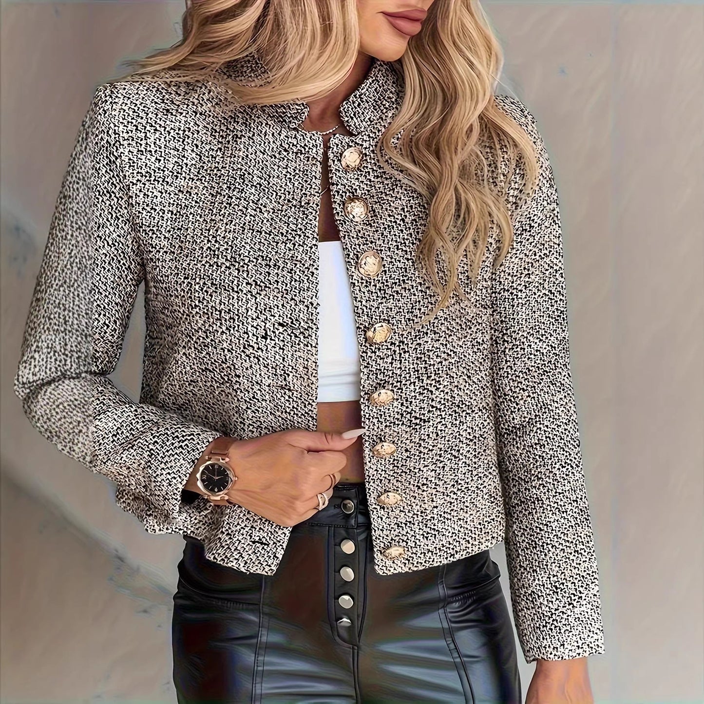 Damen Bouclé-Jacket Strukturiert Elegant Norvielle