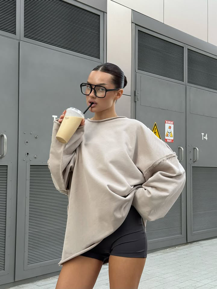 Damen Oversized Pullover Lässiger Schnitt Norvielle