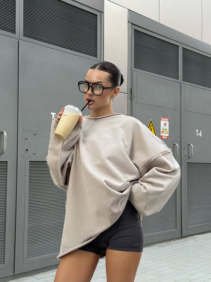 Damen Oversized Pullover Lässiger Schnitt Norvielle