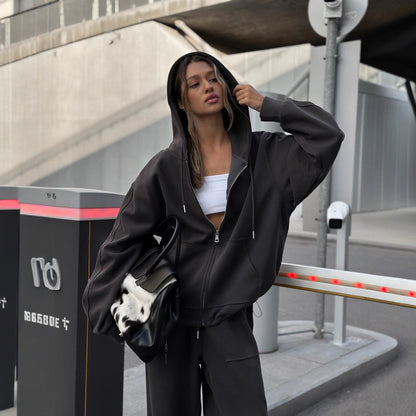 Damen Oversized Loungewear Set mit Kordelzug Norvielle