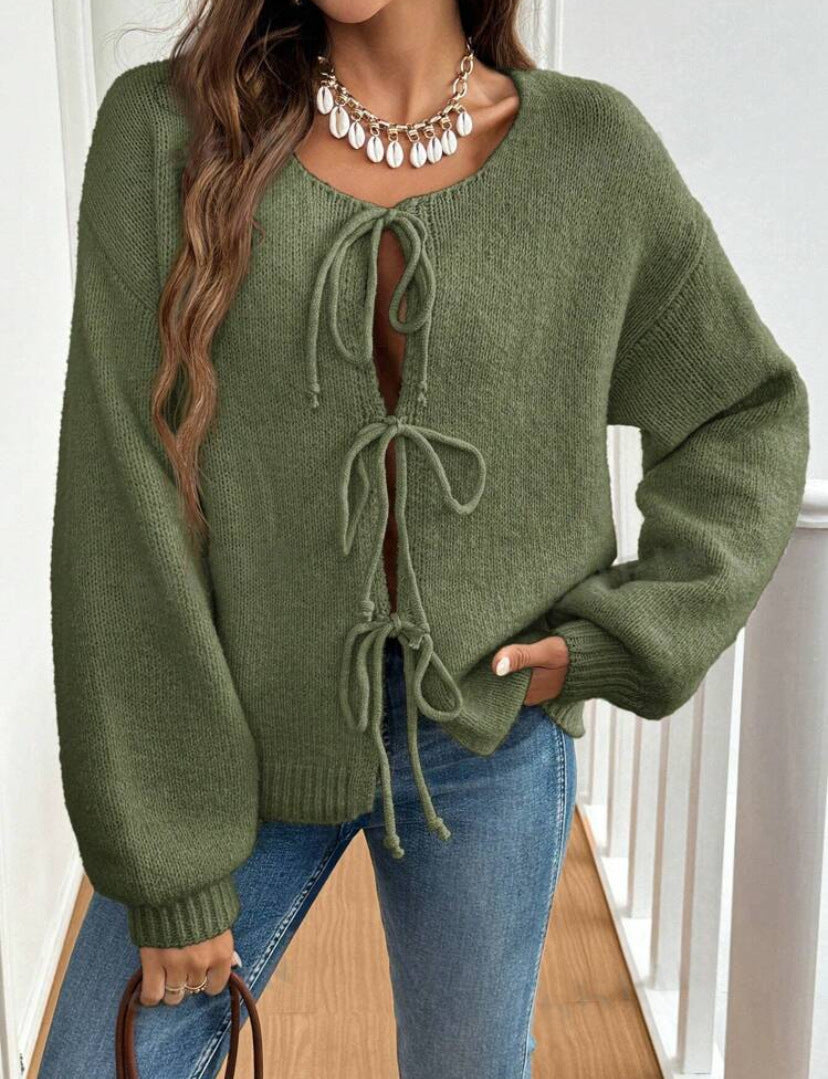 Damen Strickpullover mit Knotendetails
